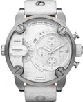 Diesel DZ7265 Badass Chronograph Men's Watch - White Dial & White Leather Strap