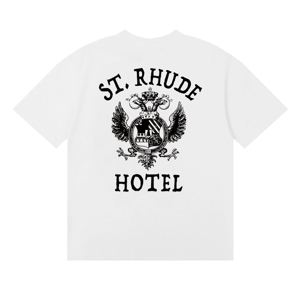 Rhude T-shirts Totem Simple Printing Cotton Casual Short Sleeve Men and Women