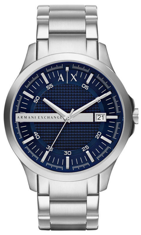 Armani Exchange Hampton AX2132 Men's Chronograph Watch - Blue Dial with Silver Stainless Steel Bracelet
