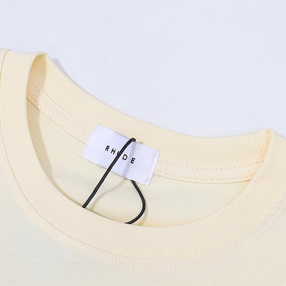 Rhude T-shirts Gustavia Hotel Printed Cotton Casual Short Sleeves Men's and Women's