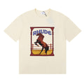 Rhude T-shirts Horse Frame Printing Cotton Casual Short Sleeve Men and Women