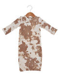 Organic Waffle Gown, Almond Tie Dye