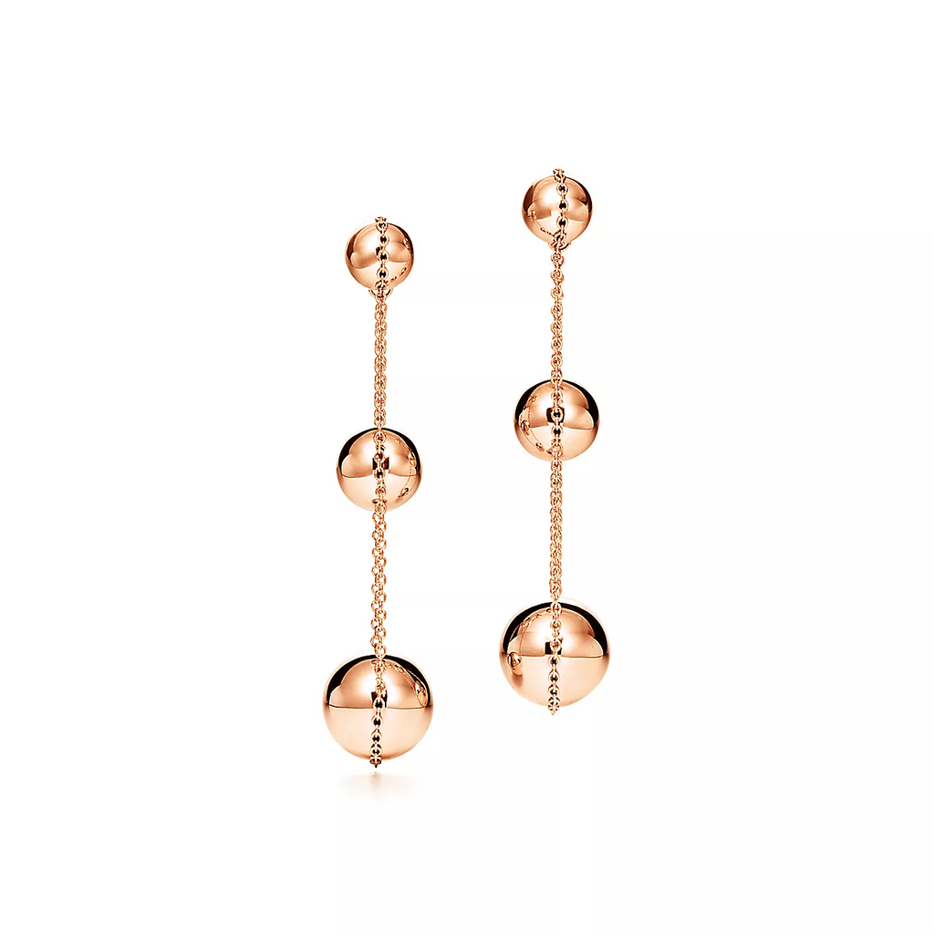 Tiffany Triple Drop Pink Gold Earrings