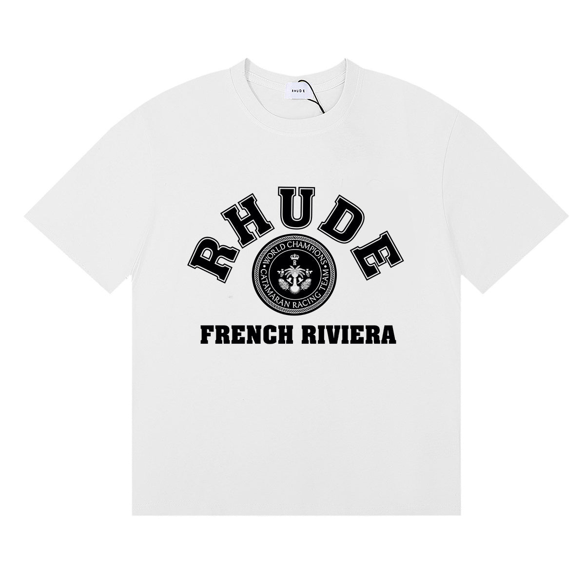 Rhude T-shirts French Cote d'Azur Printed Cotton Casual Short Sleeves Men and Women