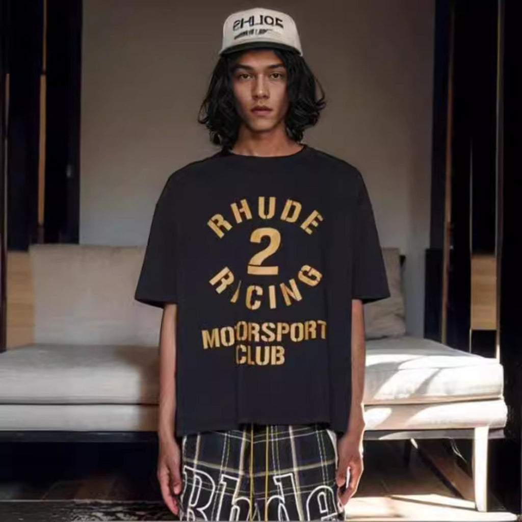 Rhude T-shirt Racing Club Alphabet Slogan Printed Short Sleeve T-shirt
