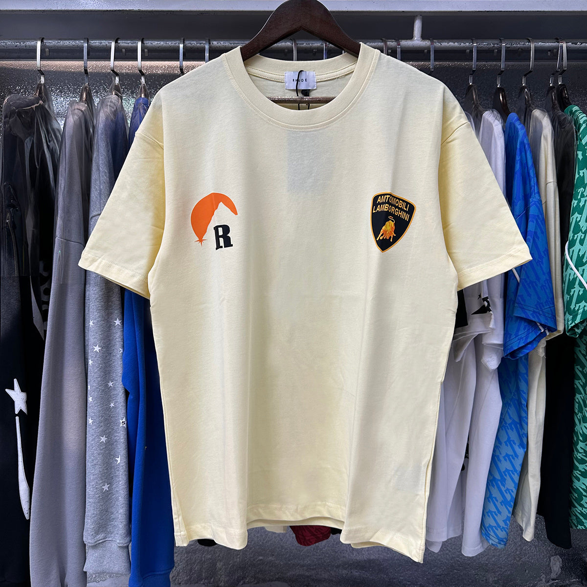 Rhude T-shirts Sunset Printing Cotton Casual Short Sleeve Men and Women