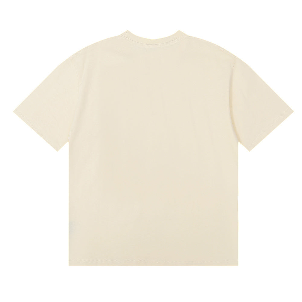 Rhude T-shirts Coconut Sunset Sailing Printing Cotton Casual Loose Short Sleeve Men and Women