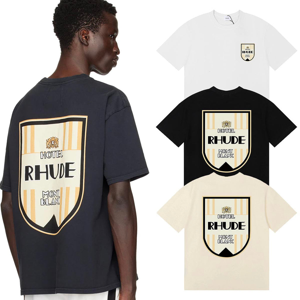 Rhude T-shirts Mont Blanc Short Sleeve Men and Women