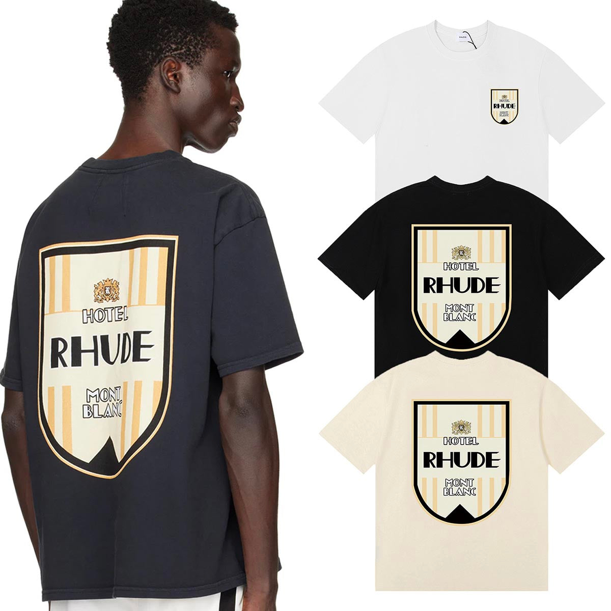 Rhude T-shirts Mont Blanc Short Sleeve Men and Women
