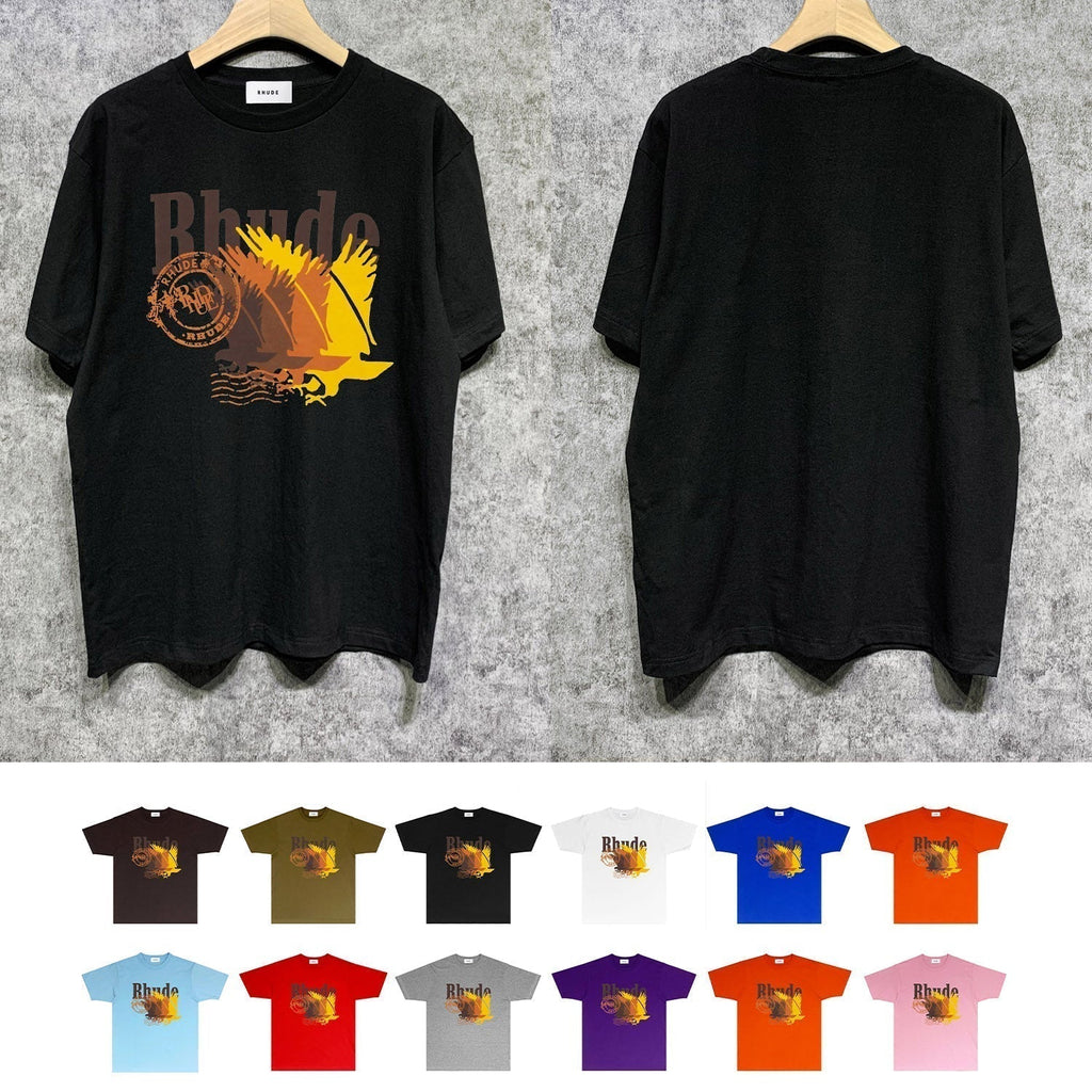 Rhude T-shirts Printed Trendy Pure Cotton