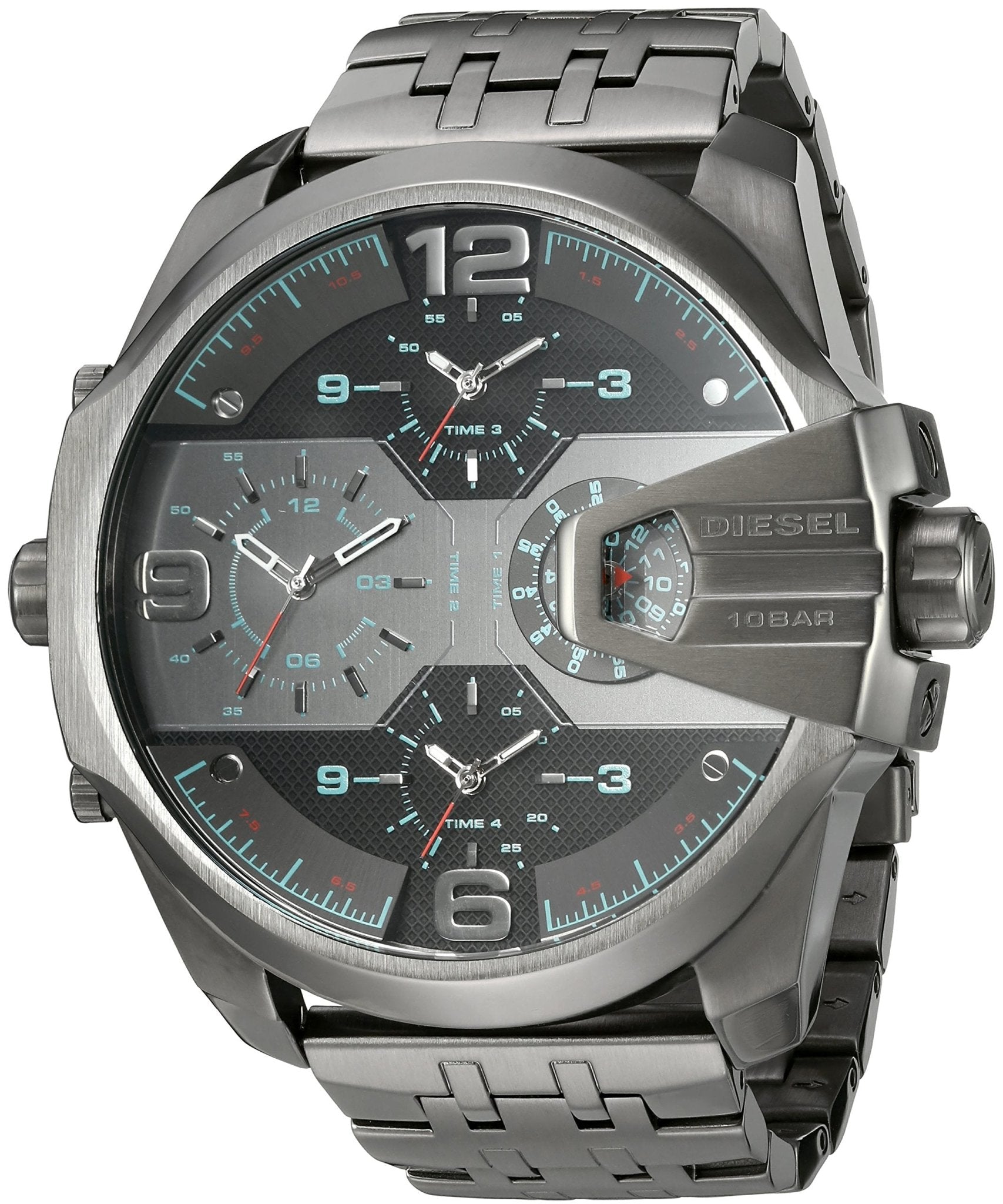 Diesel DZ7372 Uber Chief Chronograph Men's Watch - Black Dial & Grey Stainless Steel Strap