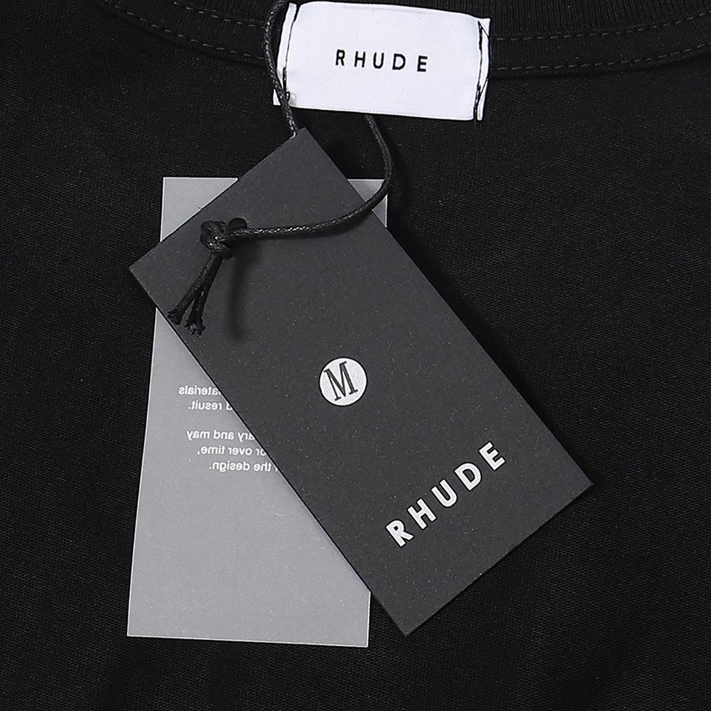 Rhude T-shirts Racing Tire Change Scene Printed Cotton Casual Short Sleeves Men and Women