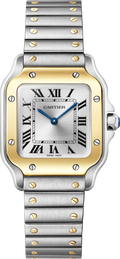 Santos De Cartier Watch - 27mm, Two - Tone Steel & 18K Yellow Gold, Steel, Silver Dial