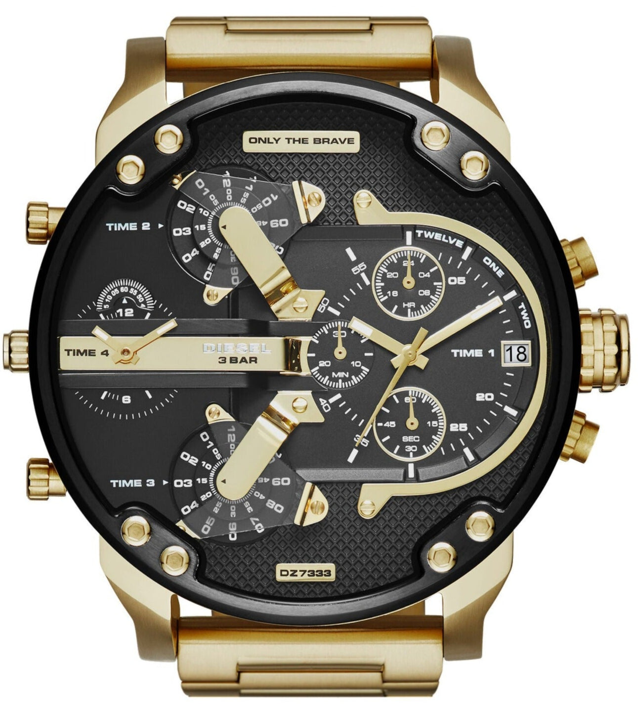 Diesel DZ7333 Mr. Daddy 2.0 Chronograph Men's Watch - Black Dial & Gold Stainless Steel Strap
