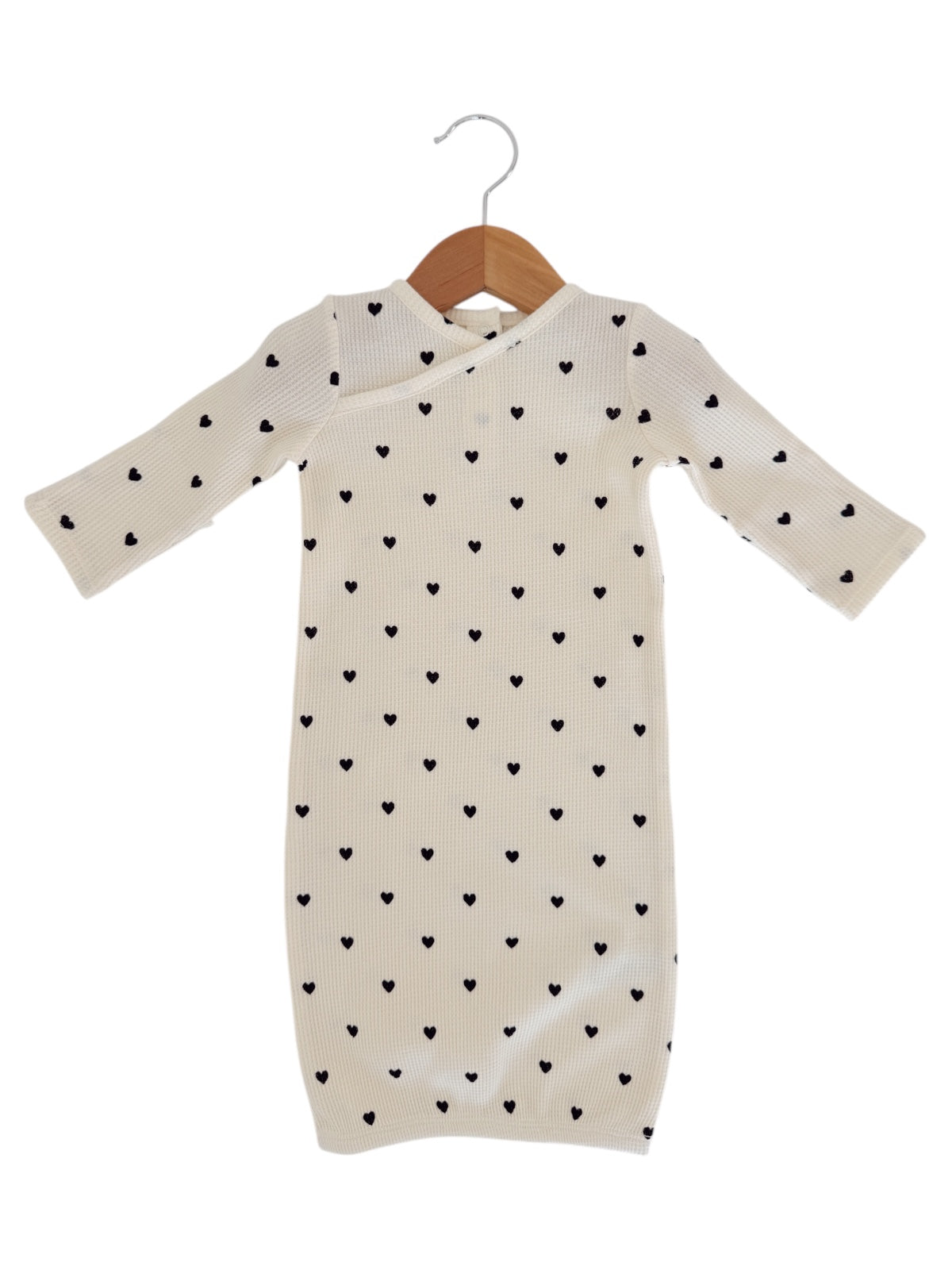 Organic Waffle Gown, Black Heart