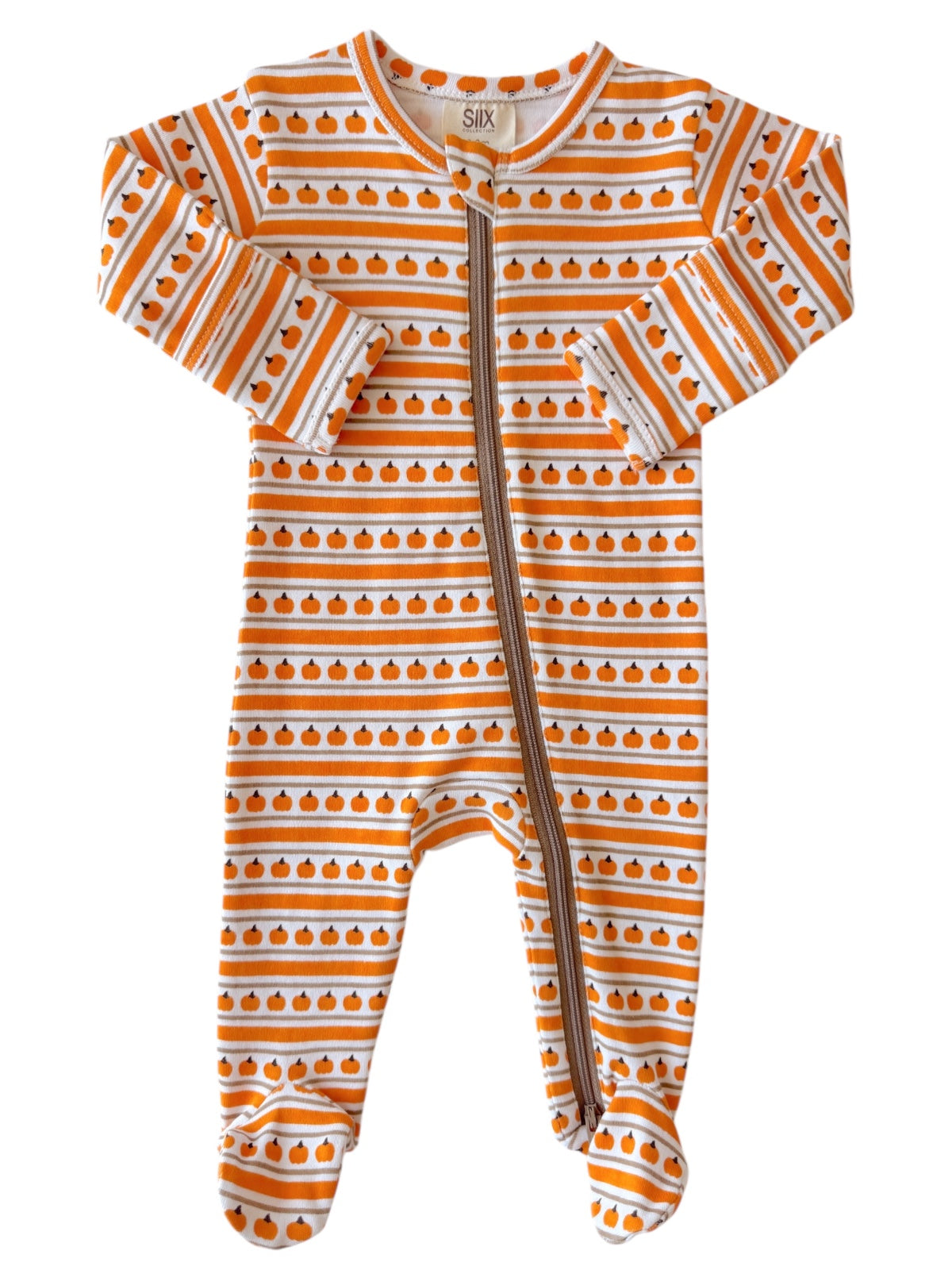 Pumpkin Stripe / Organic Zip Footie