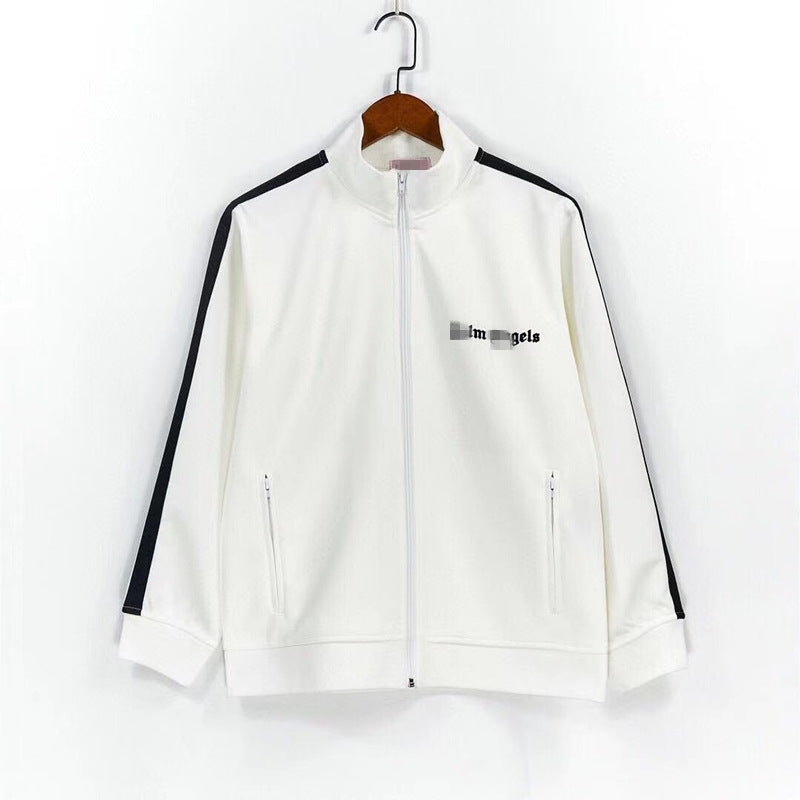 Palm Angle Sweatshirt Palm Angels Black and White Striped Stand Collar Jacket Men and Women Loose Sports