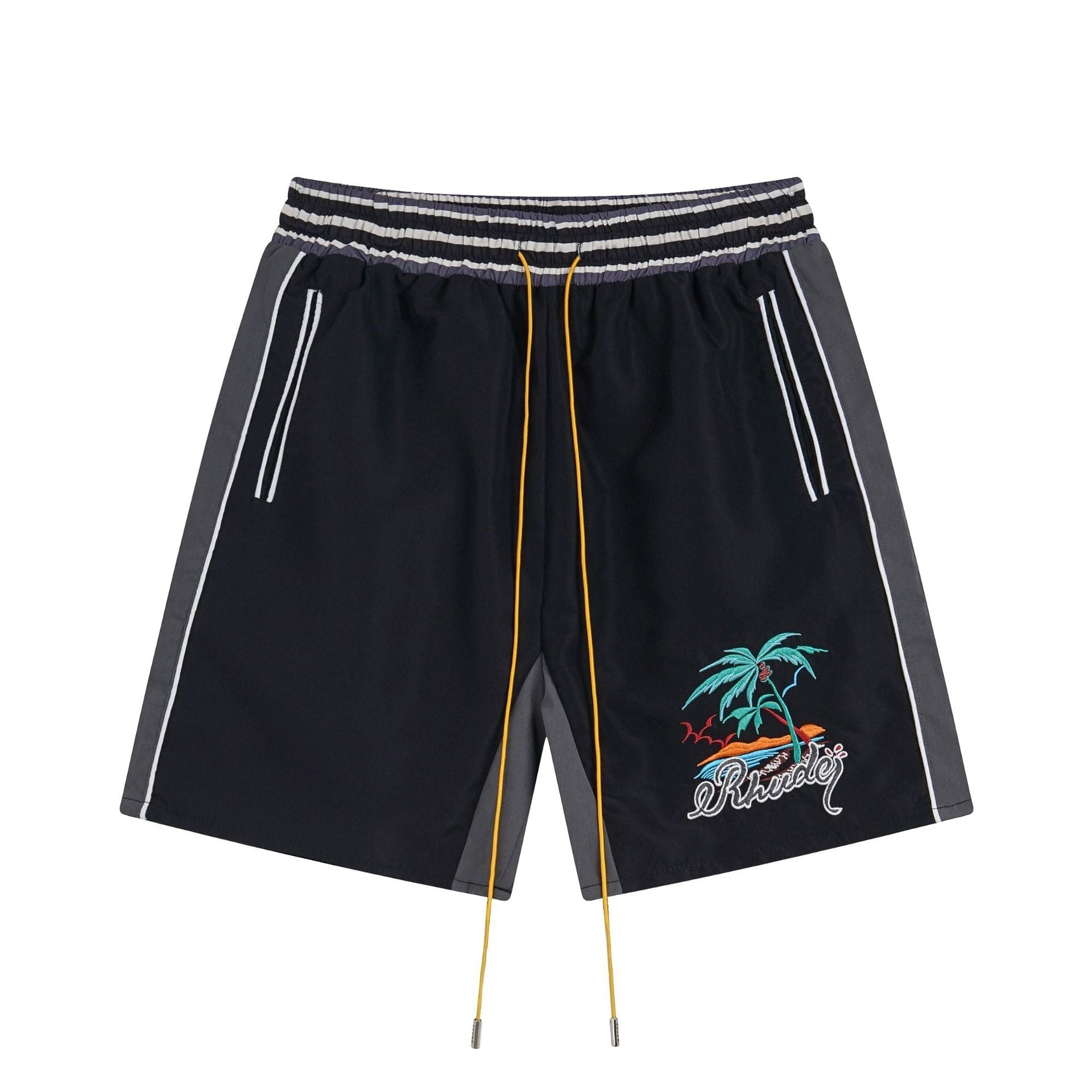 Rhude T-shirt Coconut Alphabet Beach Embroidery Short Sleeve Shirt Shorts