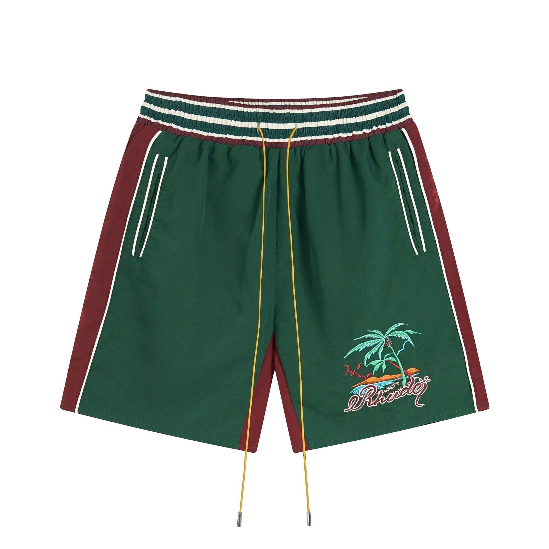 Rhude T-shirt Coconut Alphabet Beach Embroidery Short Sleeve Shirt Shorts