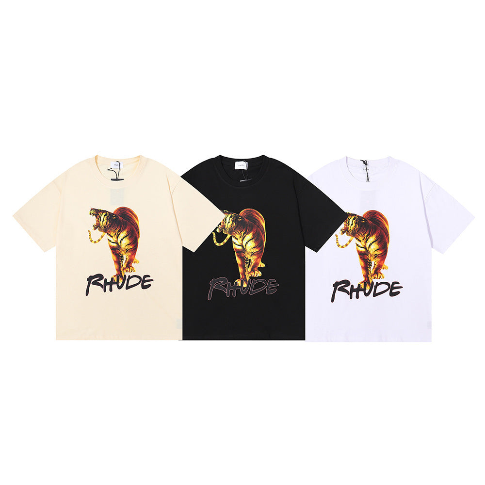 Rhude T-shirt Los Angeles, Tiger high definition print short sleeve T-shirt