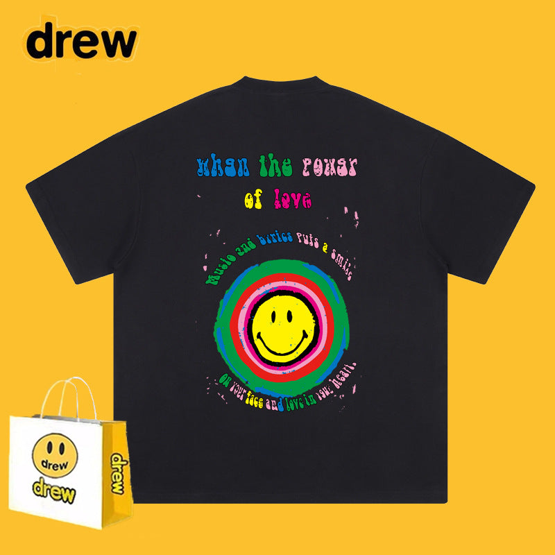 Drew T-shirts T-shirt Smiley Graffiti Printing Short Sleeve