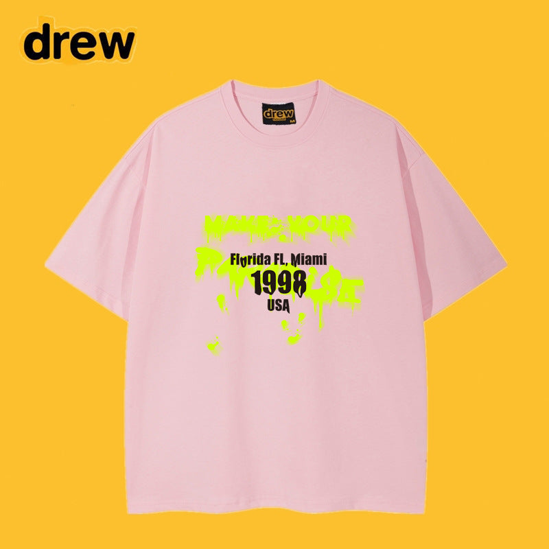Drew T-shirts Smiley Face Short-Sleeved T-shirt Men's Short-Sleeved T-shirt