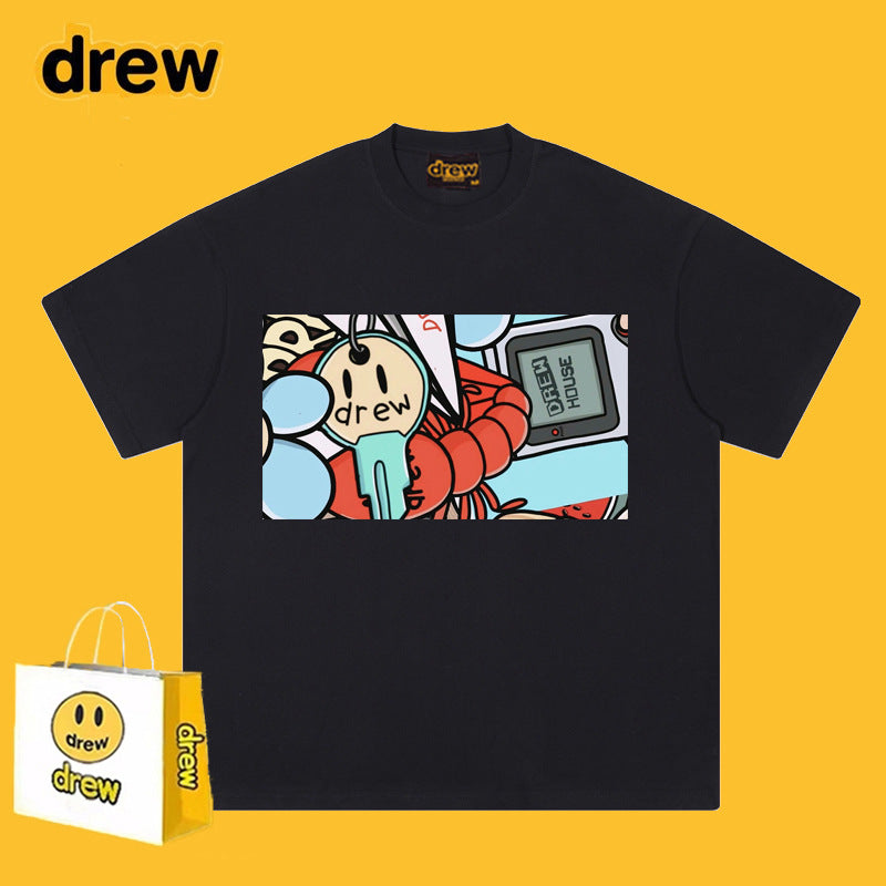 Drew T-shirts Graffiti Printing Loose Men's Short Sleeve
