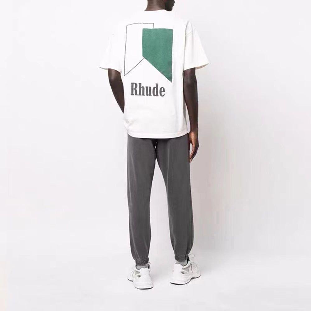 Rhude T-shirt Micro Standard Geometric Square Color Matching Printed Short Sleeve T-shirt