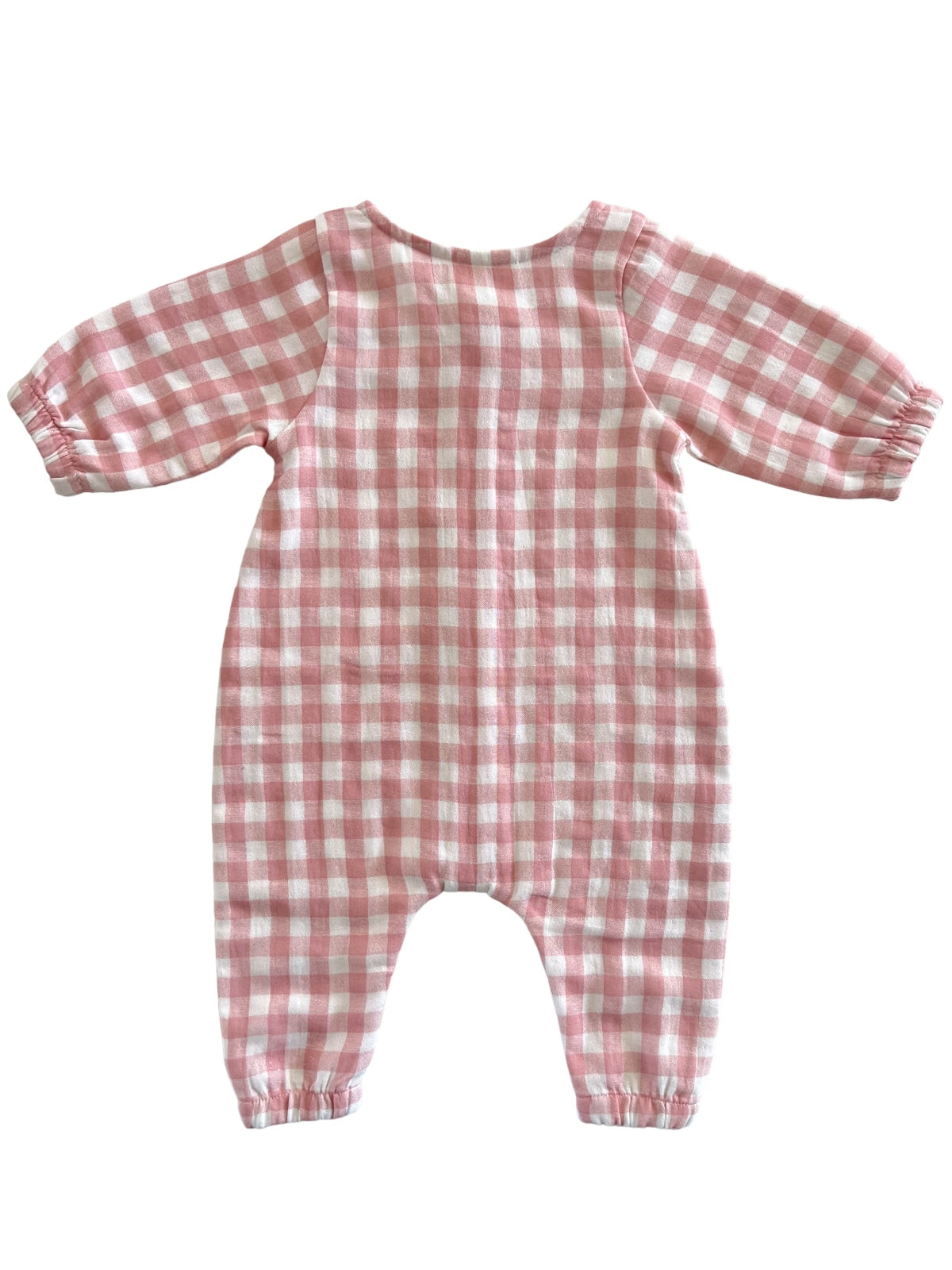 Pink Gingham / Organic Long Sleeve Bay Jumpsuit