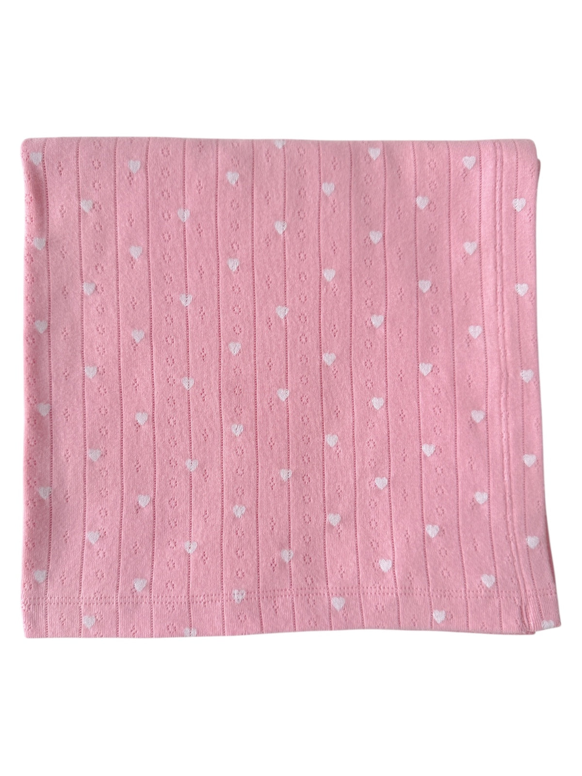 Pink with White Heart / Organic Pointelle Swaddle