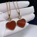 Chopard Happy Heart Carnelian Necklace Pink Gold Cubic Zirconia