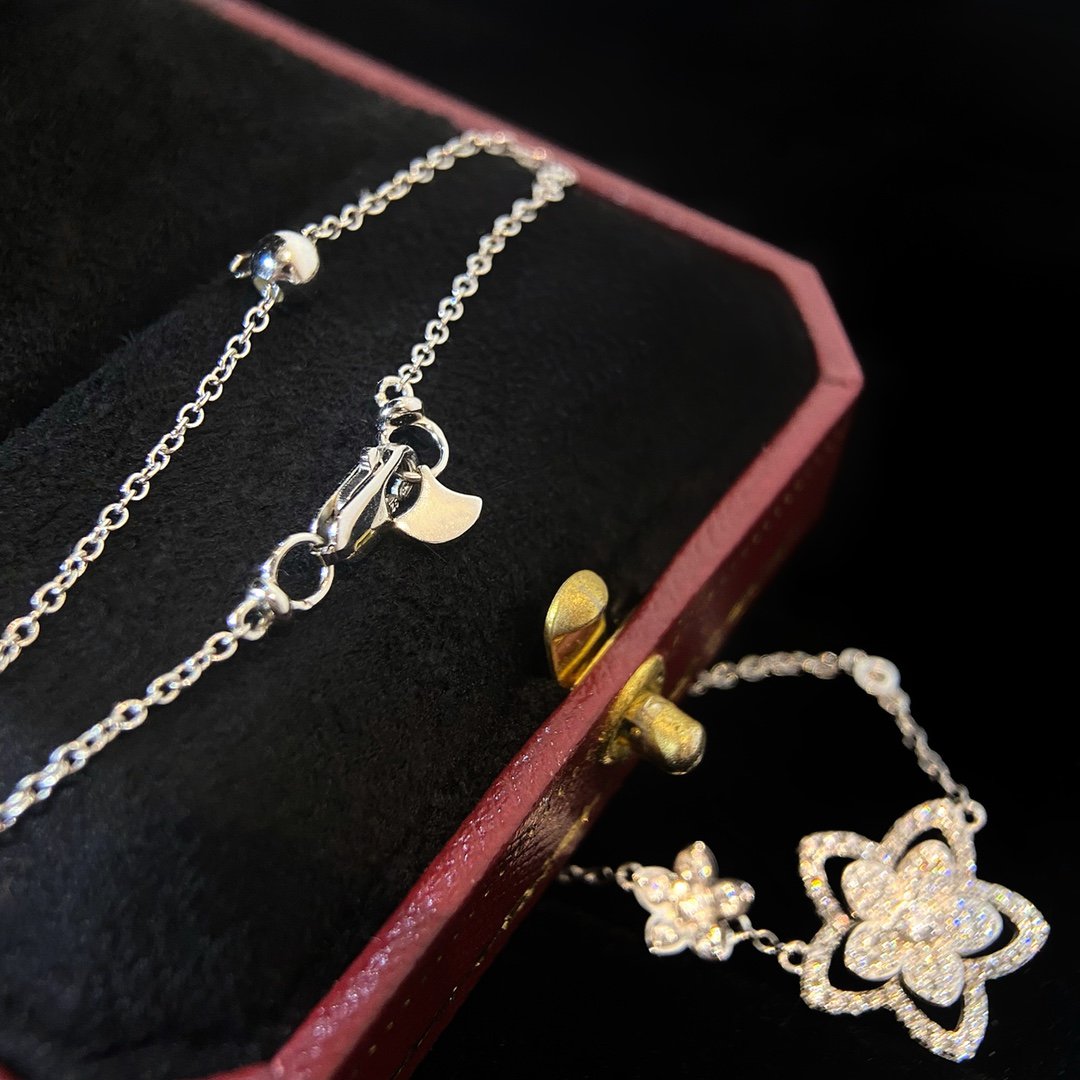 Graff Wild Flower Double Silver Cubic Zirconia Necklace
