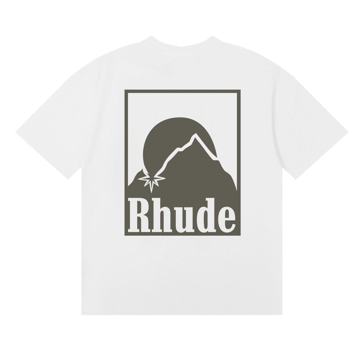 Rhude T-shirts Moon Badge Printing Cotton Casual Short Sleeve Men and Women