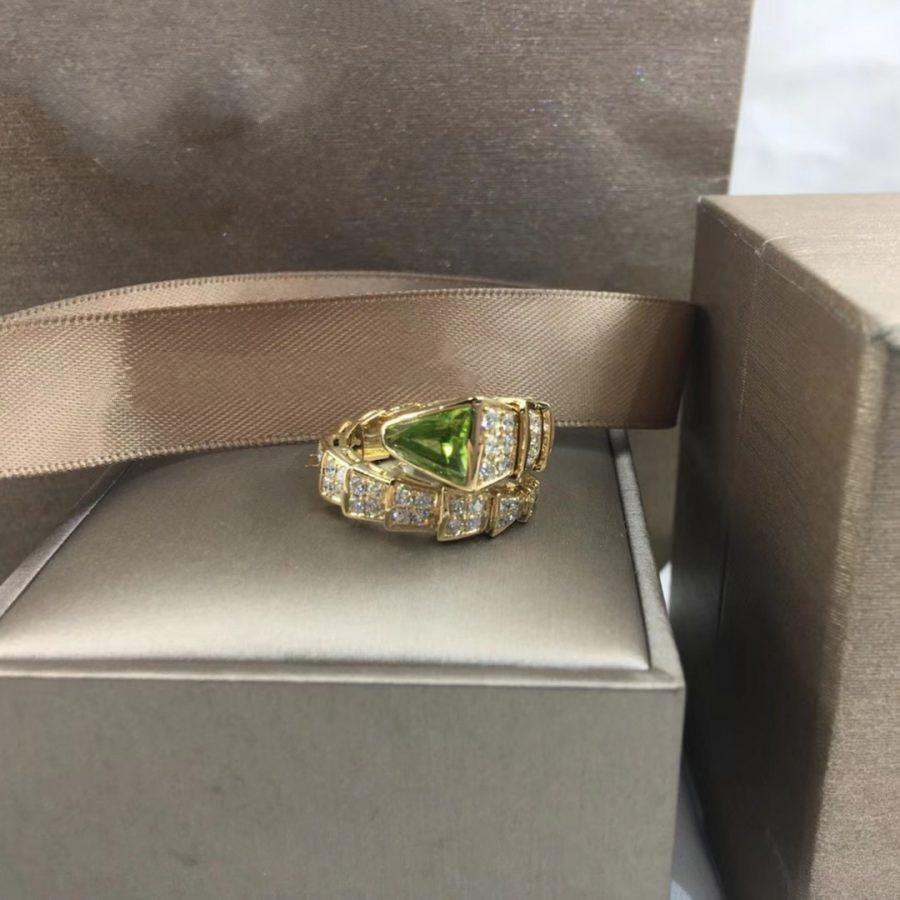 Bvlgari Serpenti Ring Gold Cubic Zirconia Malachite