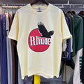 Rhude T-shirts Black Peace Dove Print Cotton Casual Short Sleeve Men and Women