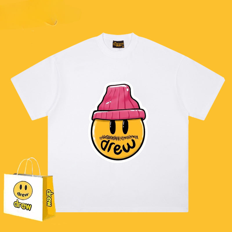 Drew T-shirts Smiley Red Hat Printed T-shirt