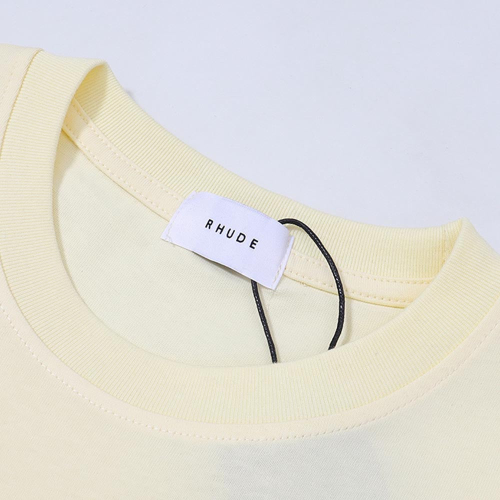 Rhude T-shirts Flag Floral Print Cotton Casual Loose Short Sleeve Men and Women