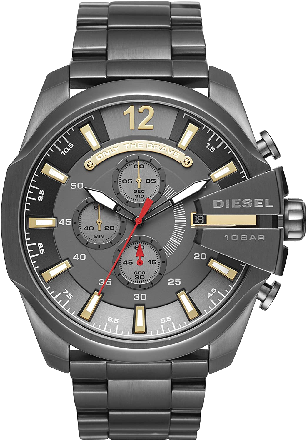 Diesel DZ4479 Mega Chief Chronograph Men's Watch - Grey Dial & Black Stainless Steel Strap