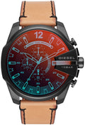Diesel DZ4476 Mega Chief Chronograph Men's Watch - Black Dial & Brown Leather Strap