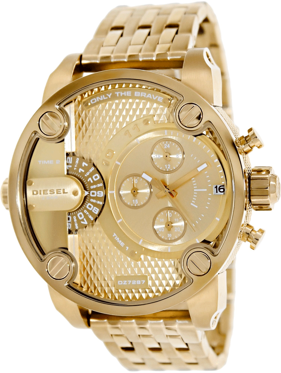 Diesel DZ7287 Big Daddy Analog Men's Watch - Gold Dial & Gold Stainless Steel Strap