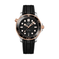 Omega Seamaster Diver 300M Stainless Steel and Sedna Gold 42mm Watch - Black on Rubber Strap