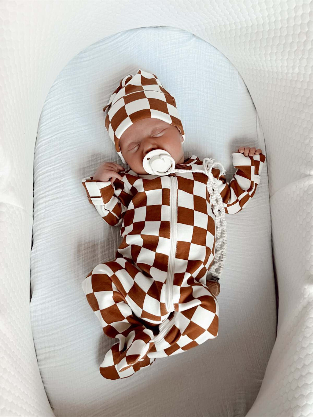 Stracciatella Checkerboard / Organic Zip Footie