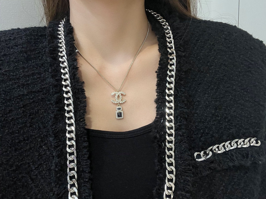 Chanel Perfume Bottle Pendant Gold Necklace